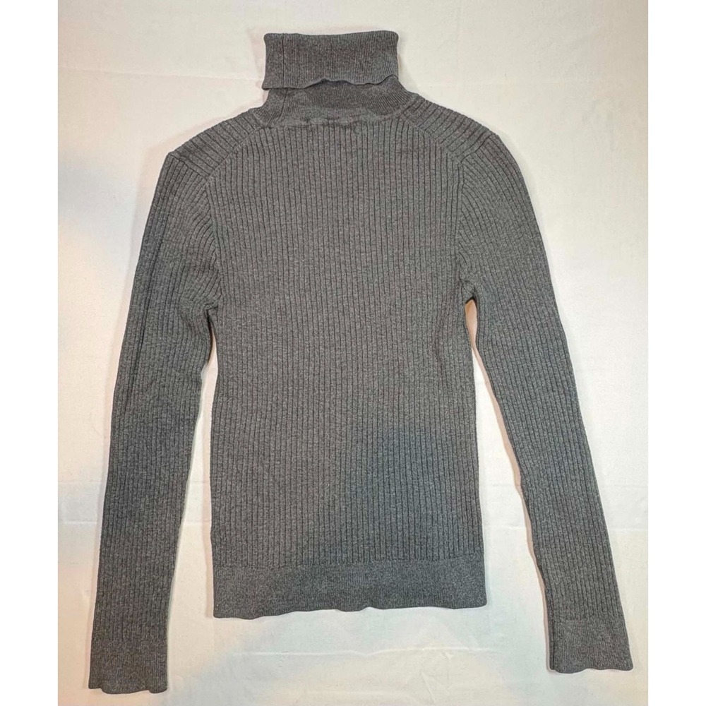 Primark Women Small Gray Ribbed Turtleneck Sweater Top Long Sleeve Capsule Basic
